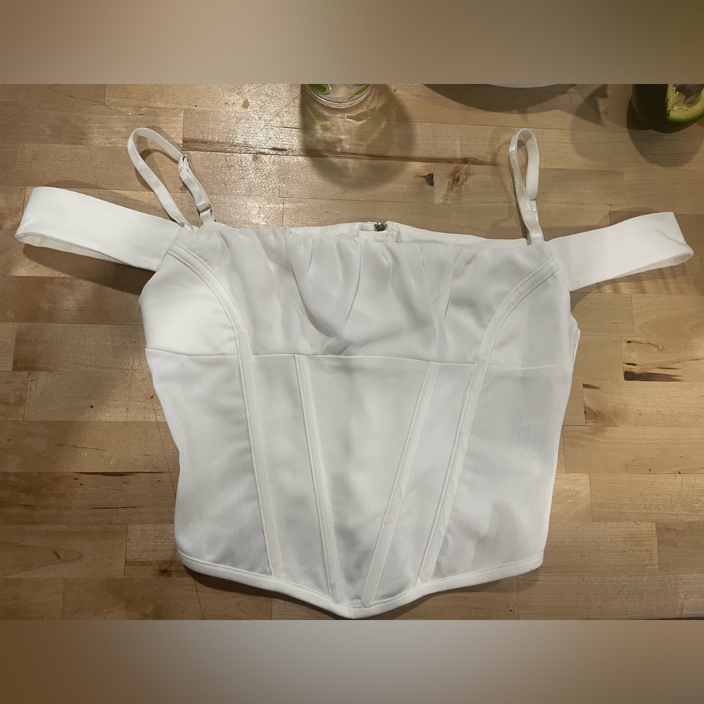 I. AM GIA Womens of should white corset Blouse Size S